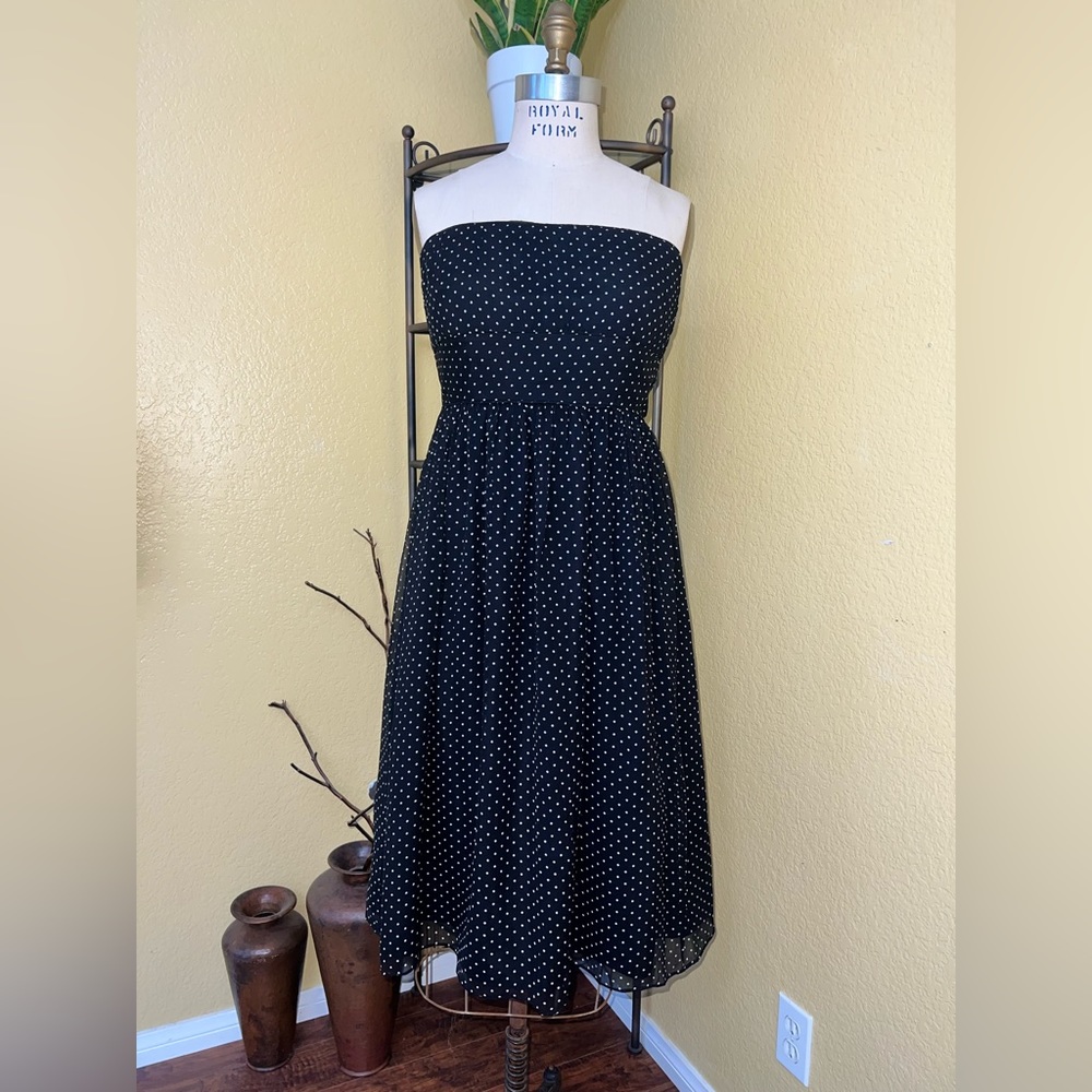 J.Crew Emily Silk Chiffon Dress - Sz 10 - Style 73893 Black Dot